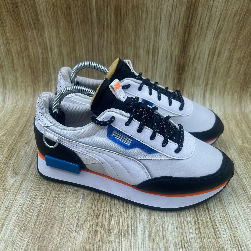 Puma Future Rider Sneakers Kid's Size 4Y White Black Blue Orange 380906-01